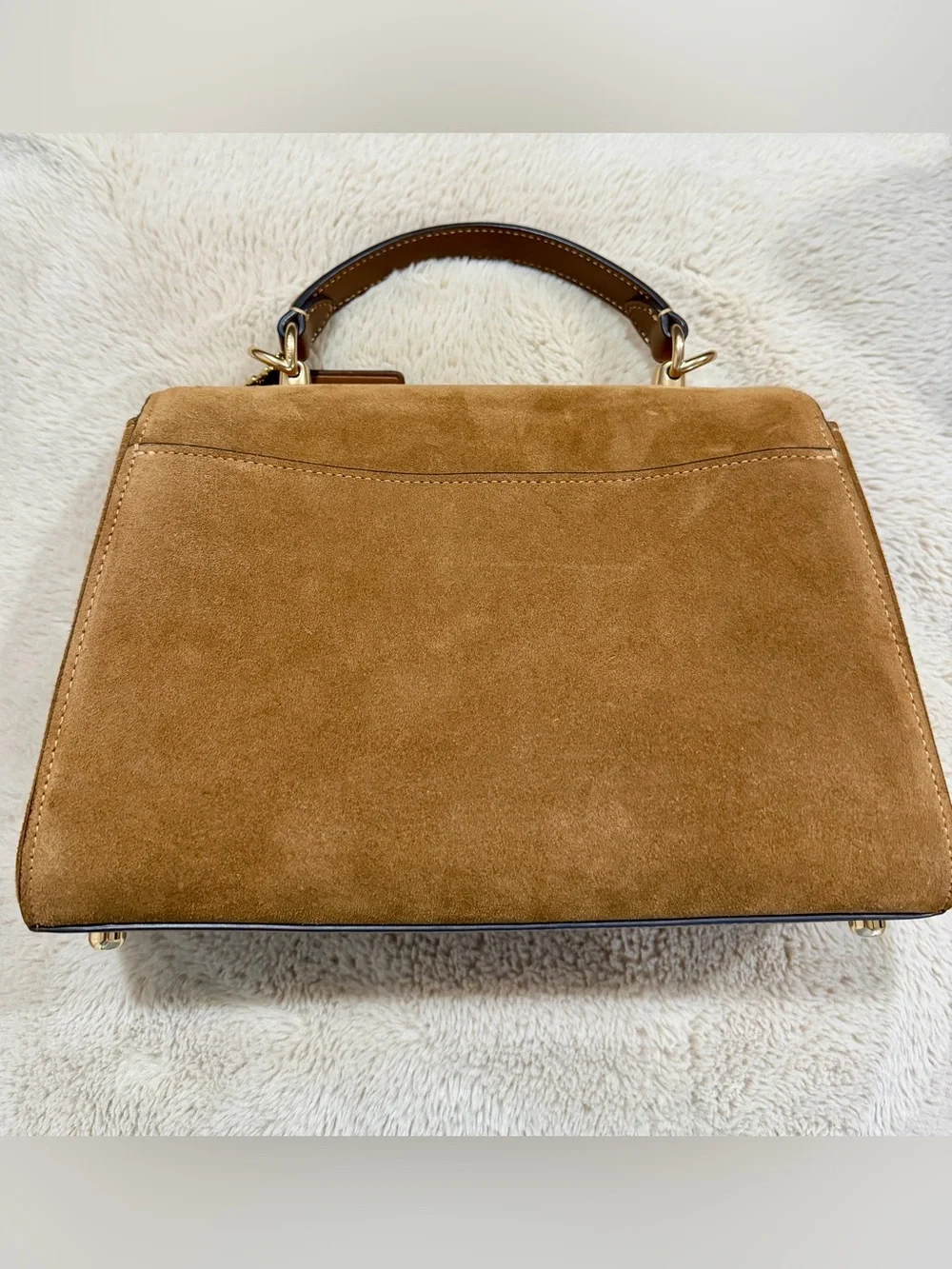 Coach Eliza Tan Suede Top-Handle Satchel